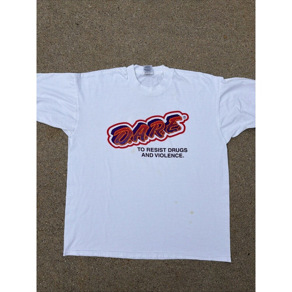 Vintage DARE To Resist Drugs And Violence Troy, Missouri Police XL White Shirt